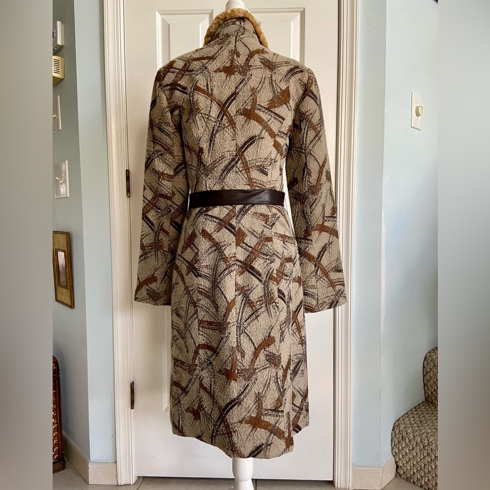 Bisou Bisou Michelle Bombat Midlength Coat with Faux Fur Collar. Size 6 - Picture 2 of 14
